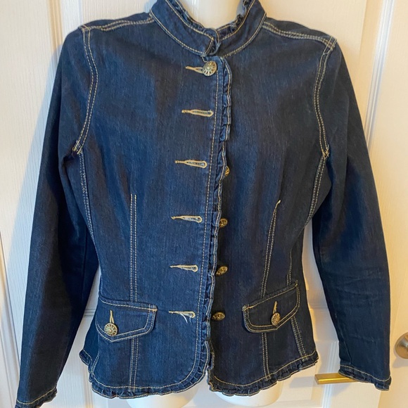 Rare Baccini Military Jean Jacket with stunning Details! - Picture 1 of 14